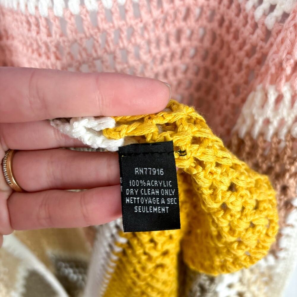 NEW Anthropologie Eliza Crochet Knit Colorblock Duster Shawl Cardigan - Picture 7 of 8